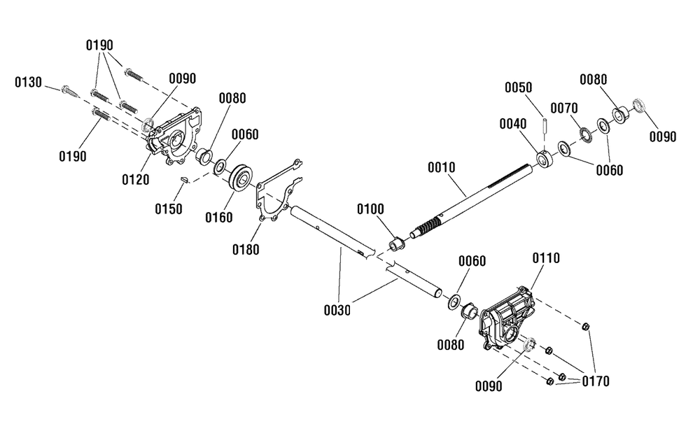 Gear Case Assembly (1753221) Diagram and Parts List for 824LD 1696154-01 Briggs and Stratton Snow Blower
